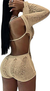 Hollow Out Backless Off Shoulder Romper
